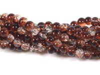 Crackle Glasperlen Strang in Braun und Weiß 4,5 mm...