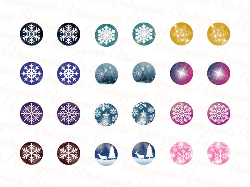 Motivbogen "Winterzeit" für runde 12 mm Cabochons