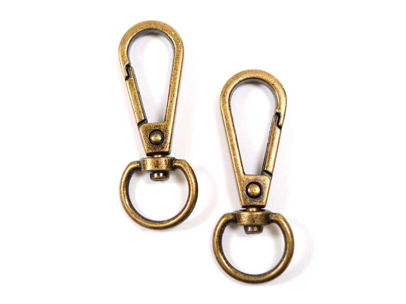 längliche Schnappkarabiner mit Drehkupplung in antik bronzefarben 2 Stück