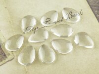 10 Cabochon Glas klar tropfenförmig, 14 x 10 mm