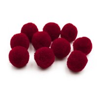 Pom Poms aus Polyester in dunkelrot 20mm 10 Stück