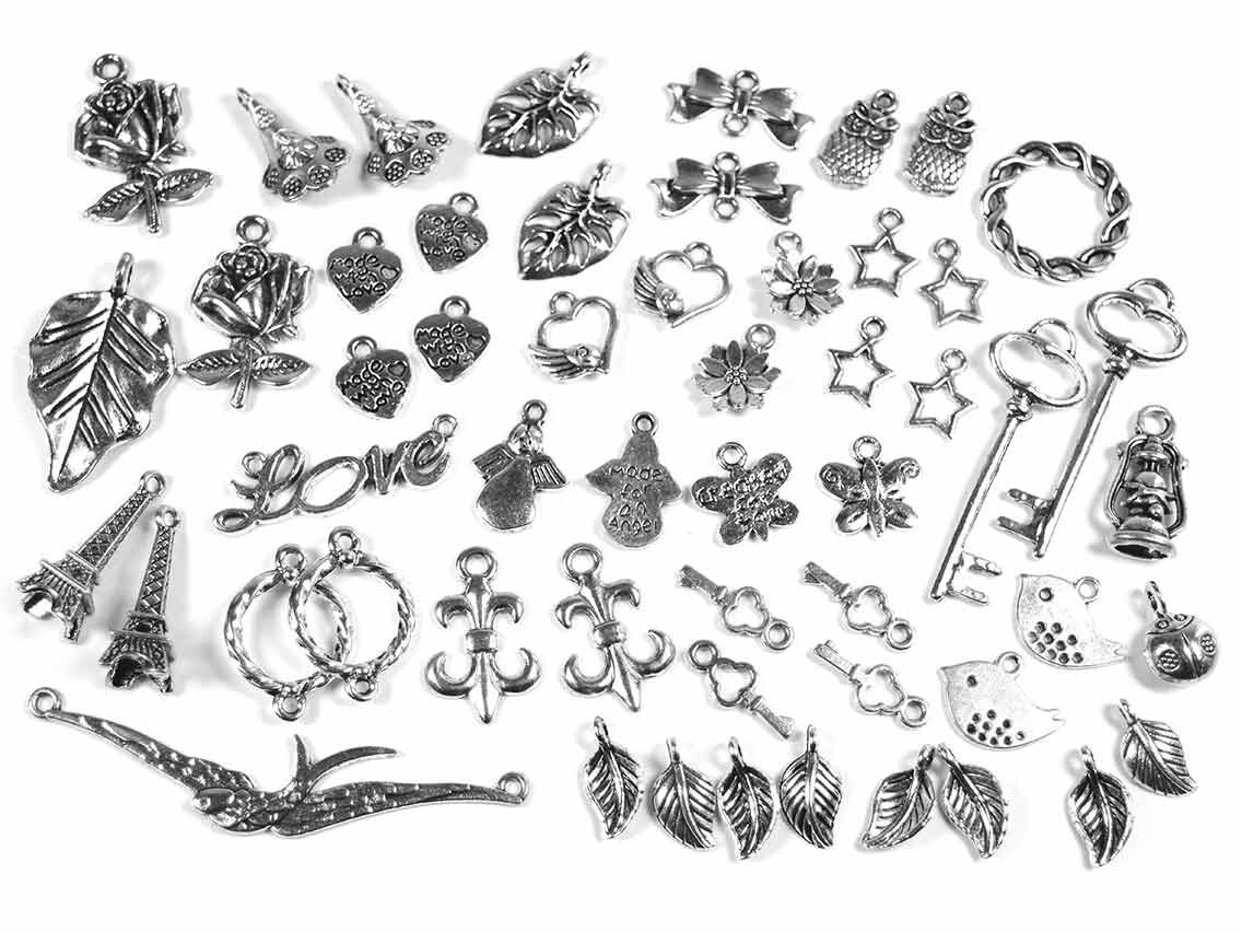 Set IWA Silberschmuck basteln und Perlenset Lila Grün, über 500 Teile