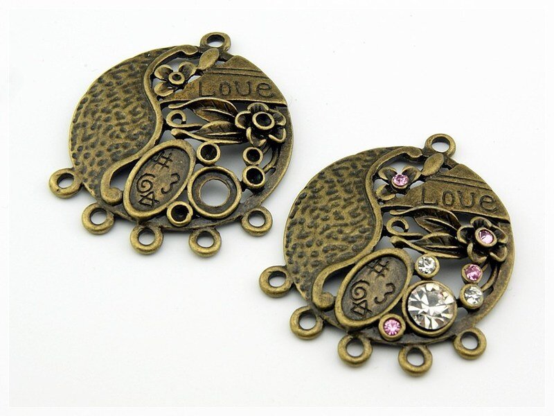 2 Verteiler, Charmträger in vintage Bronze