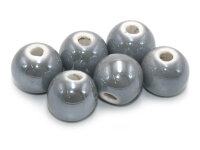 Handgemachte Porzellanperlen in grau 12 mm 6 Stück