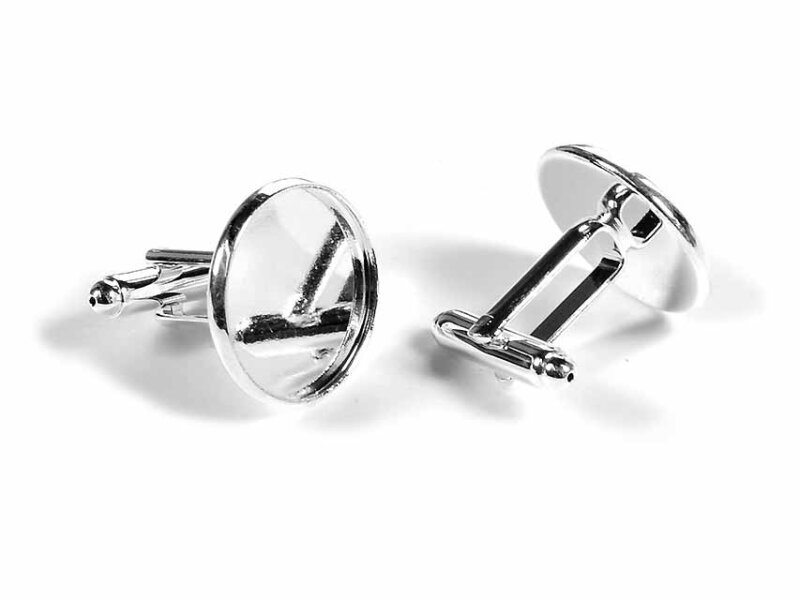 Manschettenknöpfe aus Messing in silberfarben für 18 mm Cabochons 2 Stück