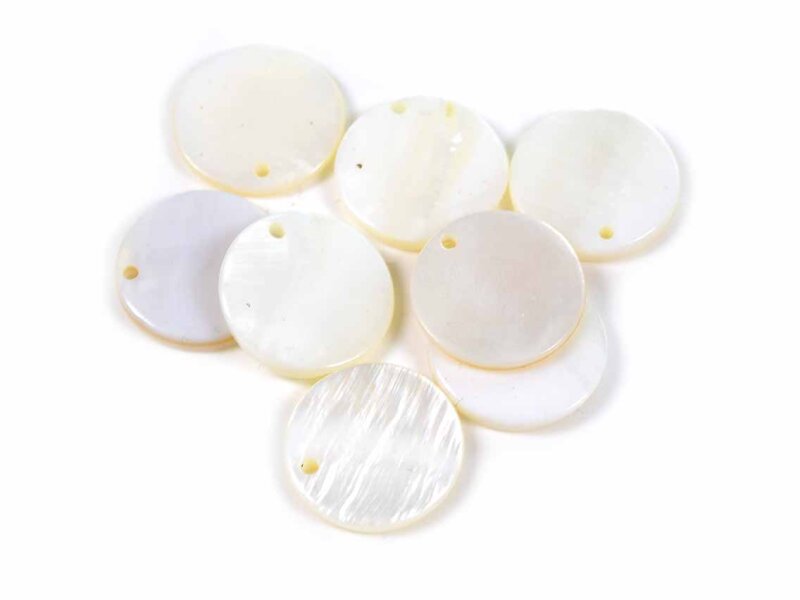 Plättchen aus Perlmutt in weiß 20 mm 10 Stück