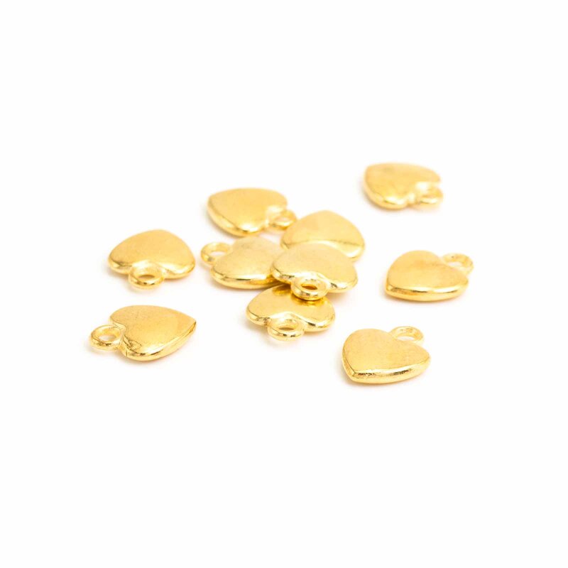 Anhänger als Herz in goldfarben 10 Stück