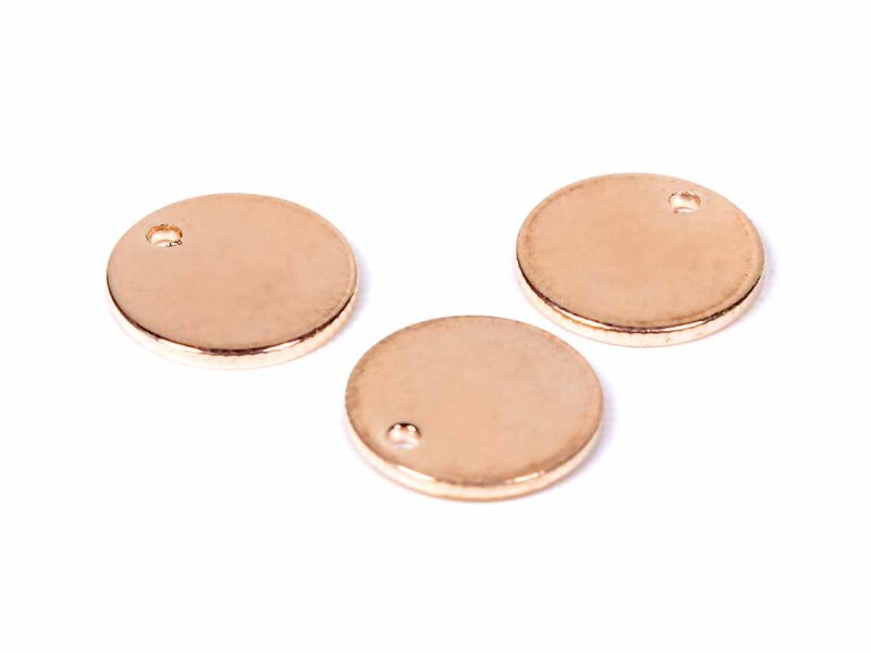 runde Plättchen aus Messing in roségoldfarben 12 mm 4 Stück