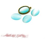 6 Cateye Cabochons in himmelblau, 18 x 13 mm