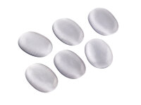 6 Cateye Cabochons in weiß/ grau,  18 x 13 mm