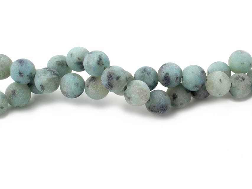 Perlen aus Jaspis in mint-grau gefrostet 8,5 mm 6 Stück