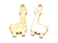 Anhänger als Alpaca in goldfarben mit weißer...