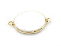 Verbinder aus Howlith mit Fassung aus Messing in goldfarben