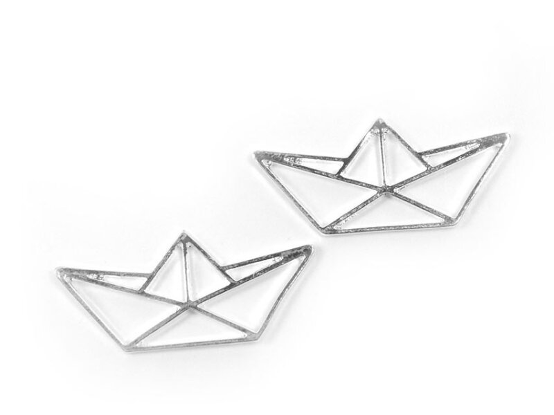 Anhänger als Boot im Origami Stil in silberfarben 2 Stück