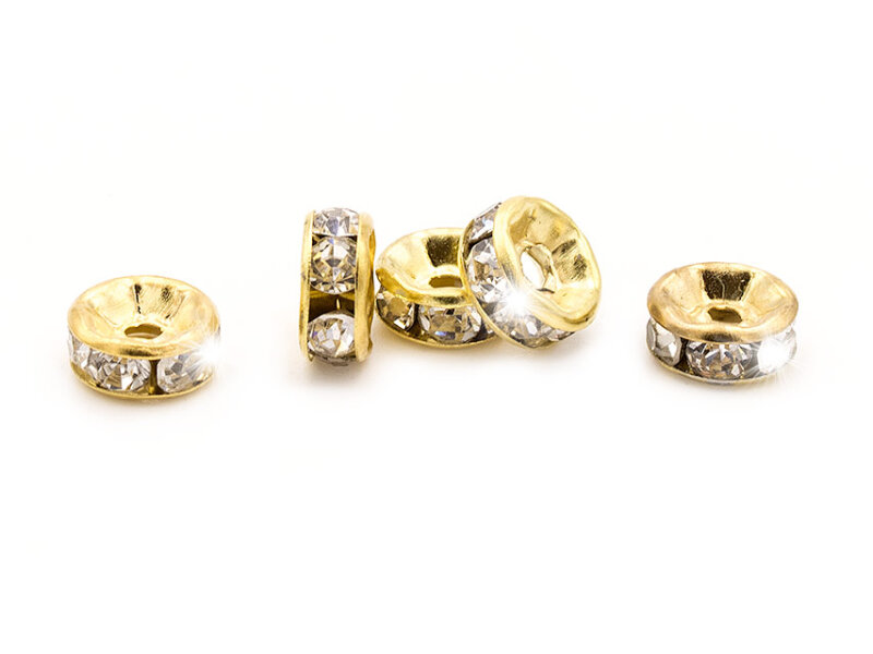 Zwischenperlen mit Strasssteinen in goldfarben 6 mm 20 Stück