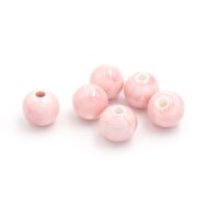 handgemachte Porzellanperlen in rosa 11 mm 6 Stück