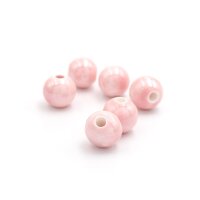 handgemachte Porzellanperlen in rosa 11 mm 6 Stück