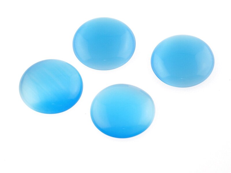 4 Cabochons 16 mm aus Cateye Glas in türkis