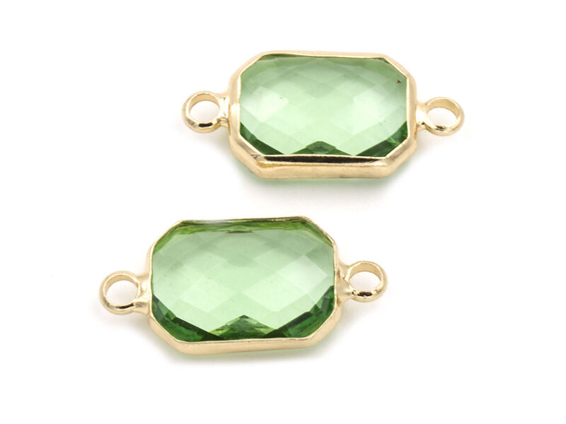 Verbinder Octagon in Peridot 2 Stück
