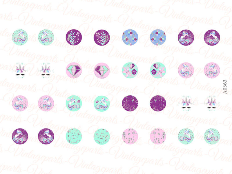 Motivbogen "Einhorn" für runde 10 mm Cabochons
