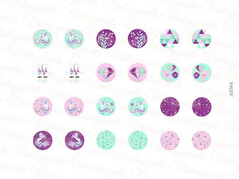 Motivbogen "Einhorn" für runde 12 mm Cabochons