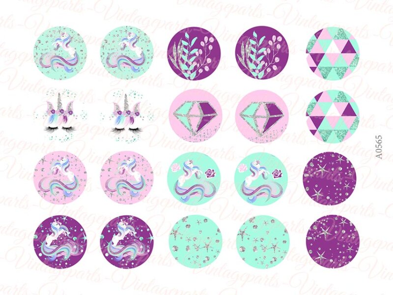 Motivbogen "Einhorn" für runde 20 mm Cabochons