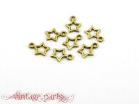 20 Stern Anhänger aus Metall in antik goldfarben