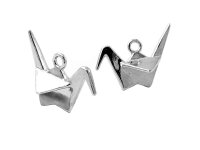 Anhänger als Kranich im Origami Stil in silberfarben...