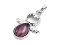 Engel aus Messing in Platinfarben mit Amethyst 1 Stück