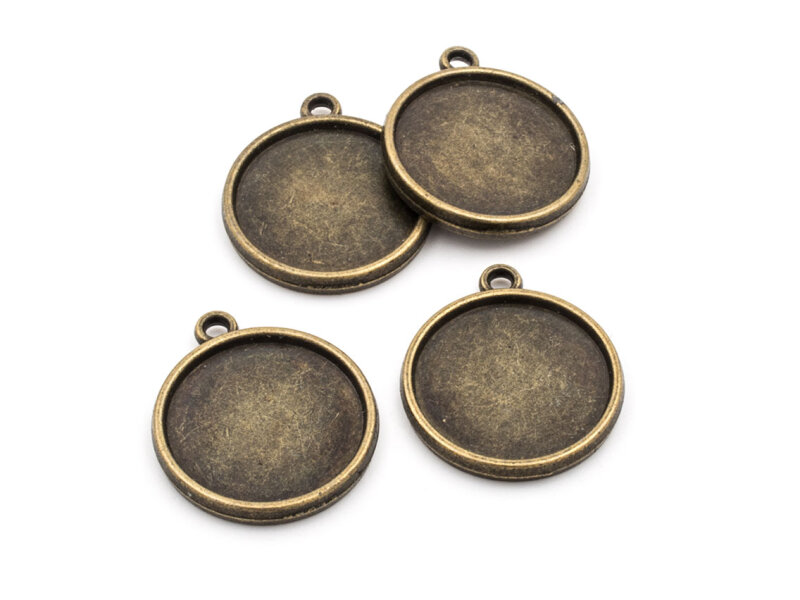 doppelseitige Fassungen für 18 mm Cabochons in antik bronzefarben 4 Stück