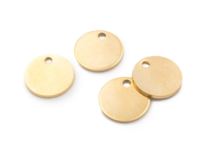 Runde Edelstahl Plättchen 12mm Goldfarben IP beschichtet, 4 Stück, Gravuranhänger