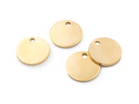 Runde Edelstahl Plättchen 12mm Goldfarben IP beschichtet, 4 Stück, Gravuranhänger