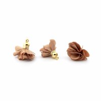 blumige Quasten Anhänger beige Stoff 6 Stück