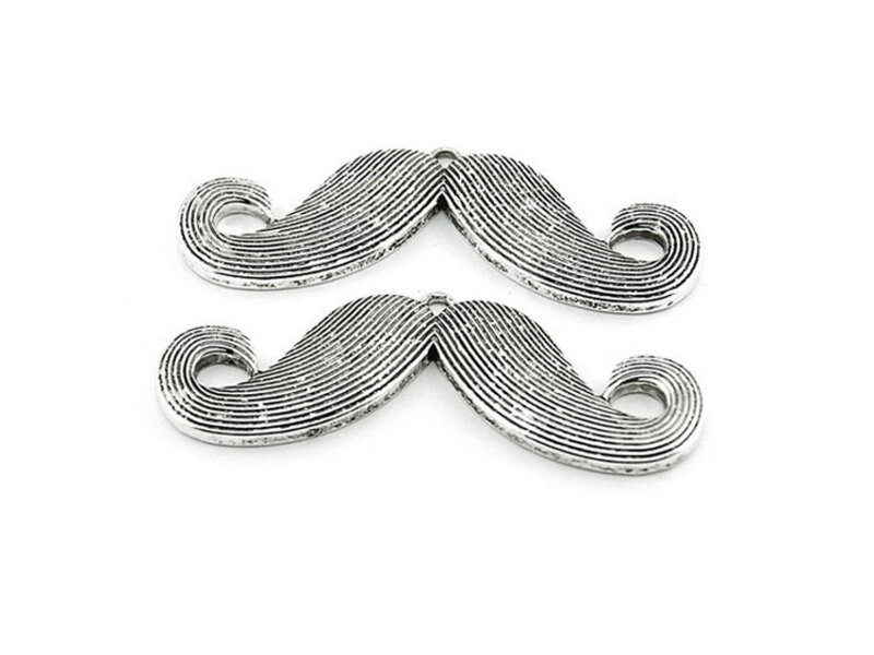 2 Moustache Bärte antik silber statement Bart