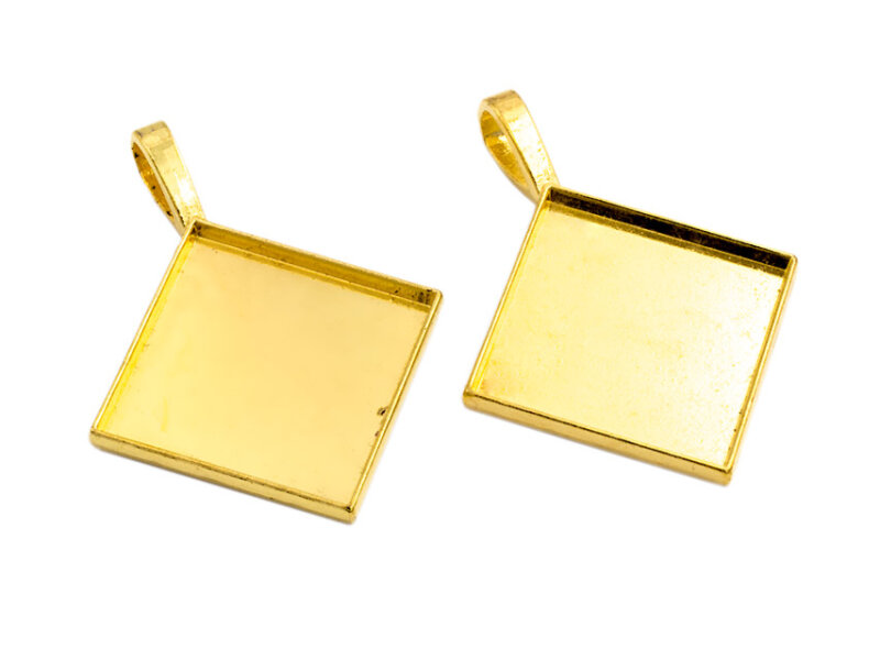 Fassungen als Raute in antik goldfarben 25 mm 2 Stück