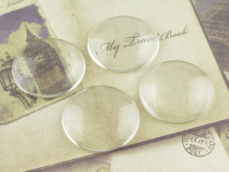 4 Cabochons 30 mm Glas klar