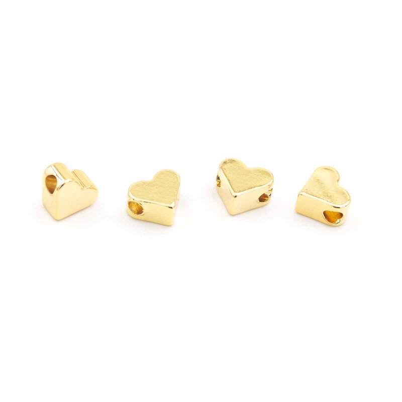 Zwischenperle als Herz mit 18K Goldbeschichtung 4 Stück