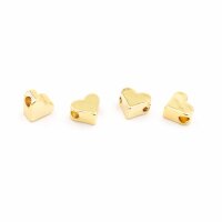 Zwischenperle als Herz mit 18K Goldbeschichtung 4 Stück