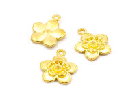 Anhänger Blume mit Strasssteinfassung in goldfarben...