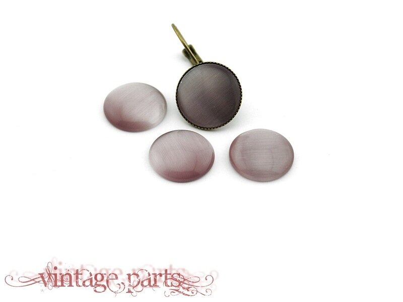 6 Cateye Cabochons in flieder, 14 mm