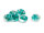 flache Lampwork-Glasperlen in petrol mit goldenem Glitzer 12 mm 6er Set