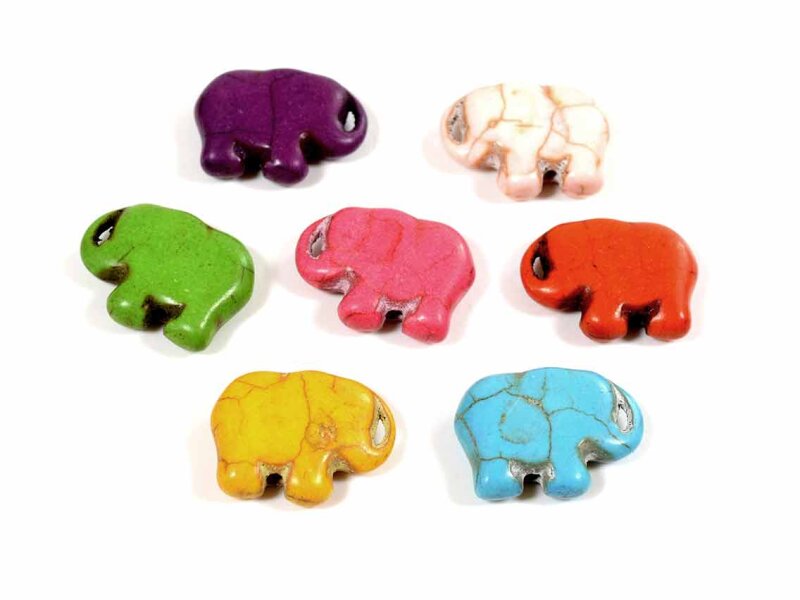 Perlen als Elefant aus synthetischem Türkis im Farbmix 20 mm 25er Set