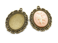 2 Fassungen für 40 x 30 mm Cabochons in Vintage bronze