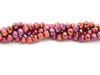Glasschliffperlen rose und gold beschichtet 4 x 3 mm 50...