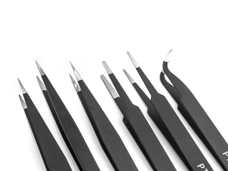 6-teiliges Präzisionspinzettenset in schwarz