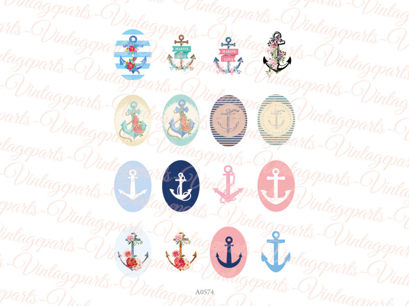 Motivbogen Anchor für ovale 25 x 18 mm Cabochons