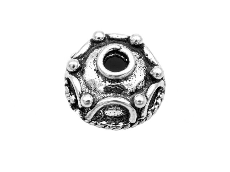 925 Sterling Silber Perlkappe massiv 11 mm im Granulations-Stil