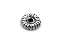 Geriffelte 925 Sterling Silber Zwischenperle 9 mm massiv...