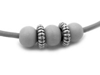 Geriffelte 925 Sterling Silber Zwischenperle 9 mm massiv...