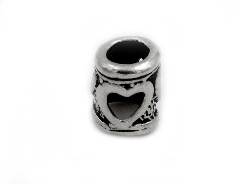 Großlochperle Herz-Walze 925 Silber antik 6,5 x 9,5 mm 1 Stück